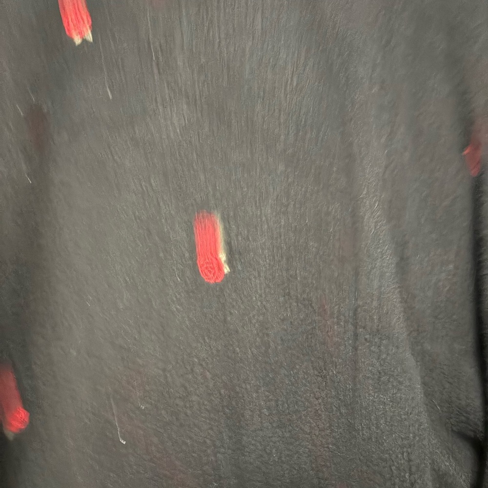 Victoria’s Secret PINK Black sweatshirt with Red Embroidery roses - Picture 2 of 4